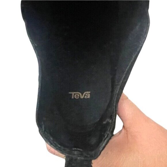 Teva De La Vina Dos Chelsea Black Ankle Booties Leather Boot Buckle Pull Sz 10 - Picture 8 of 11